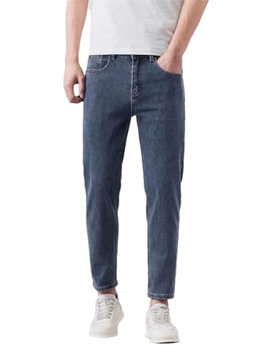 Men Slim Stretch Jeans Vintage Little Feet Trousers Street Ankle Length Denim Pants