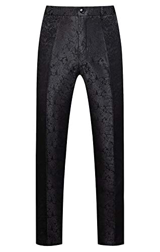 Pantalon smoking homme jacquard floral 52 noir anti-plis pour mariage