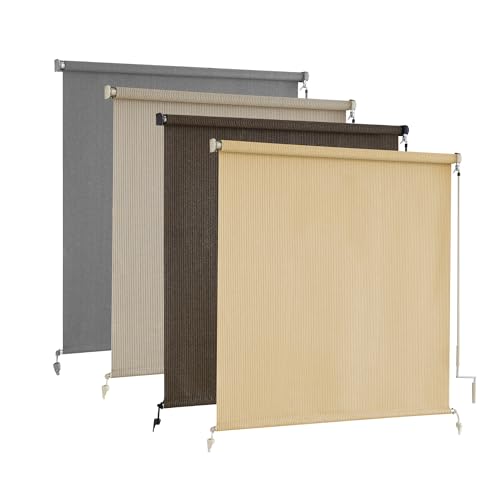 AOSKY Outdoor Roller Shades, Cordless Patio Shades Roll Up Outdoor Blinds