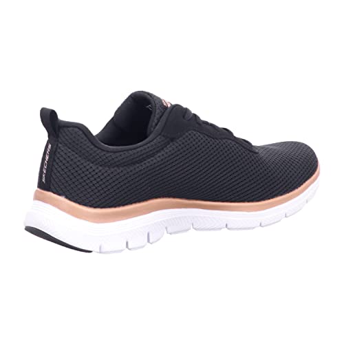 Skechers Skechers Women's Flex Appeal 4.0 Brilliant View Sneaker, Black Mesh Rose Gold Trim, 10 UK