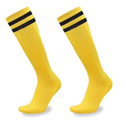 WANGCEPLSD Fencing Socks, Standard Fencing Stockings, Over The Knee, Moisture Wicking, Unisex, for Epee Sabre Foil(Yellow,Large)