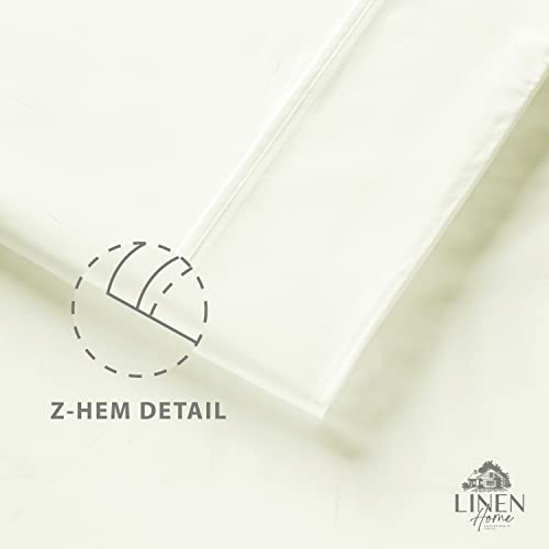 100% Cotton Percale Sheets California King Size, Ivory, Deep Pocket, 4 Pieces Sheet Set - 1 Flat, 1 Deep Pocket Fitted Sheet And 2 Pillowcases, Crisp Cool And Strong Bed Linen #TOP3