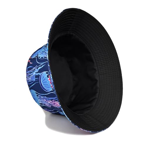 Image of Bucket Hat for Women Men,Travel Sun Beach Cap,Unisex Fishing Outdoor Boonie (Jellyfish)