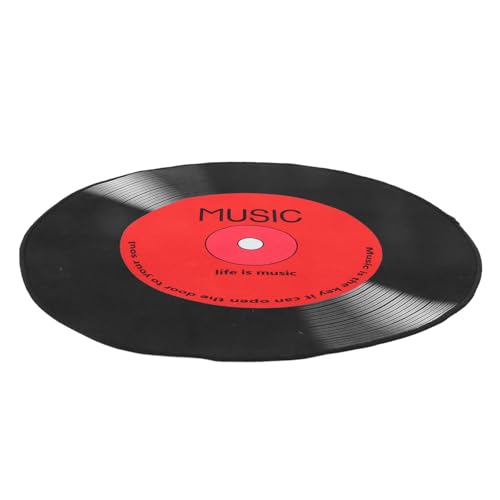 Milisten Alfombra Diseño Artístico Antideslizante Redonda de Poliéster de Disco de Vinilo Resistente y Única para Comedor y Ambiente