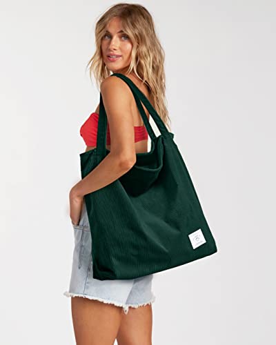 Image of KALIDI Women Corduroy Tote Bag Zipper Casual Tote's Handbag Big Capacity Shoulder Bag with Pockets