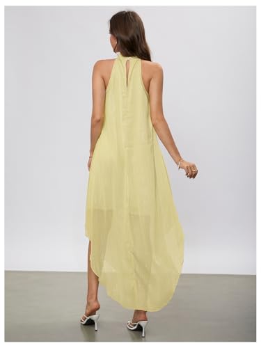 Image of Verdusa Women's Wedding Guest Dress Halter Flowy Chiffon Asymmetrical Long Summer Prom Dress