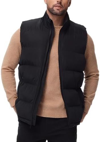 JIHUILAI Men's Puffer Vest Winter Jacket Warm Puffy Vests Men Outdoor Sleeveless Lightweight Water-Resistant Vest M To 5XL