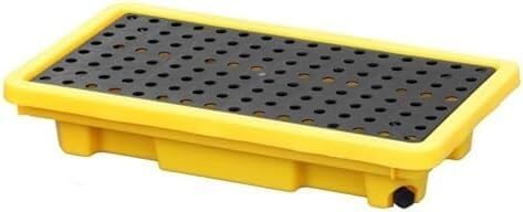 Oil Spill Collection Pallets Oil Spill Platforms Yellow and Black Polyethylene Pallets Warehouses Factories Garages Stackable Oil Drums Modular Pallets(66x36x12CM)
