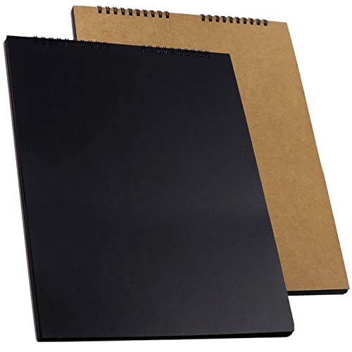 Image of Lakeer A3 (14X10 inch) Black Sketchbook 400 GSM Thick Paper Wireo Bound Hardboard Cover Acid Free 12 Sheets