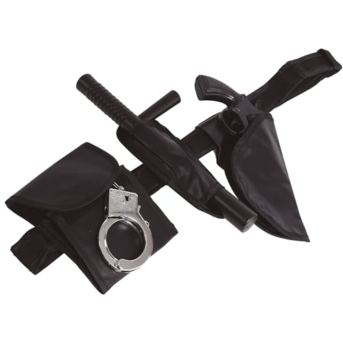 FIESTAS GUIRCA | Ceinturon Policier avec Menottes, Pistolet et Matraque - Accessoire pour Costume de SWAT et Agent de la Loi - Idéal pour Halloween et Fêtes Costumées...
