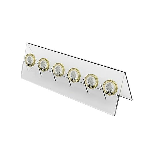 Base transparente para exhibir 6 monedas con ranuras miniatura 7