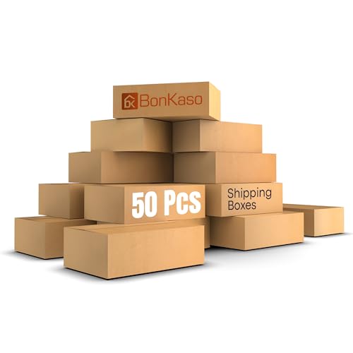 Image of BonKaso 3 Ply Brown Corrugated Packaging Box - 9x6x3 inch (Pack of 50) | Sturdy, Lightweight & Eco-Friendly Shipping Boxes for E-Commerce, Retail, Moving & Secure Packaging.