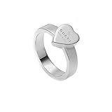 Gucci YBC22386700155 Women's Ring with Engraved Heart Sterling Silver Size 55, Metal