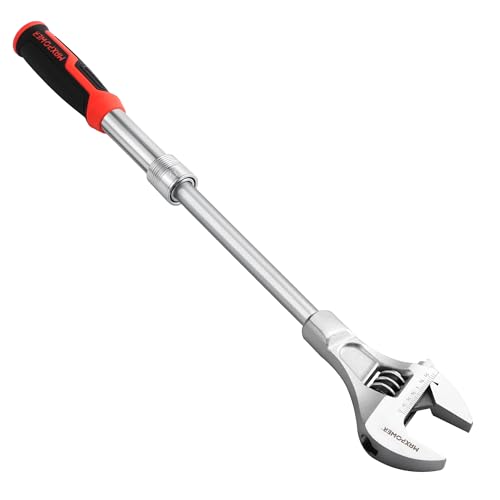 MAXPOWER Extendable Adjustable Wrench Retractable Extension Shank 13.8 to 19.7 Soft Grip Handle