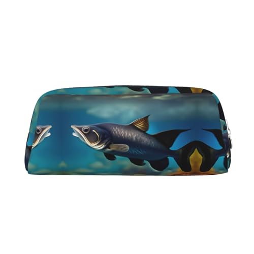 Subaquatic - Astuccio semicircolare portatile per penne e trucchi ideale per matite e oggetti quotidiani pelle