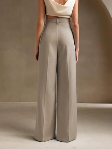 Image of KOTTY Women's High Waist Solid Color Hook and Bar Wide Leg Casual and Formal Trousers