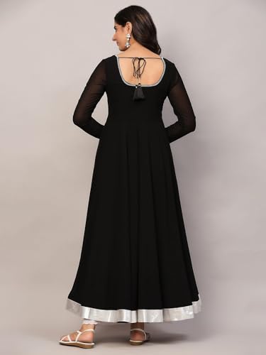 Image of KZA Women's Georgette Hand Embroidered Flared Anarkali Suit for Women | Full Sleeves Flare Anarkali Dress for Woman | Ethnic Flared Anarkali Kurta for Women