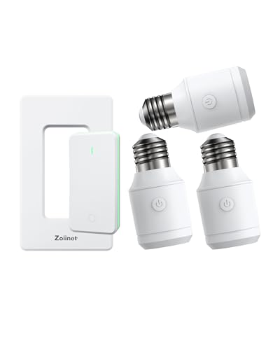 Zoiinet 500W Remote Control Light Bulb Socket Wireless Light Switch for Pull Chain Lighting Fixture with 3 E26 E27 Bulbs Base Holder Programmable No Wiring Needed