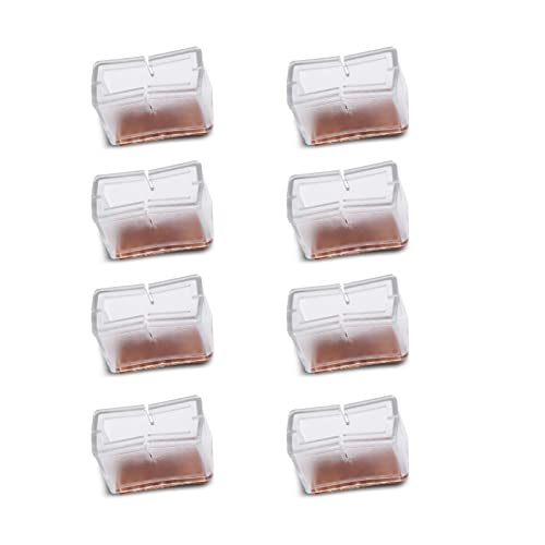 SoarUp 8 Pcs/Set Chair Leg Floor Protectors Cover Square Furniture Legs Protector with Rubber Pads (Trasparent)