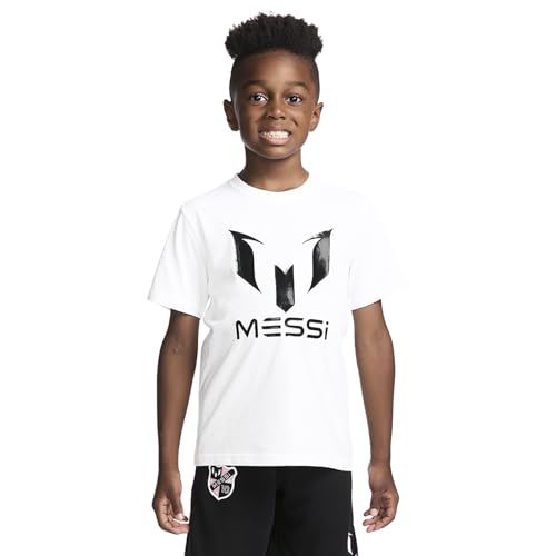 Image of Messi Boys' Lifestyle Short Sleeve T-Shirt, Slim-fit Graphic Tee, Cotton Blend Fabric