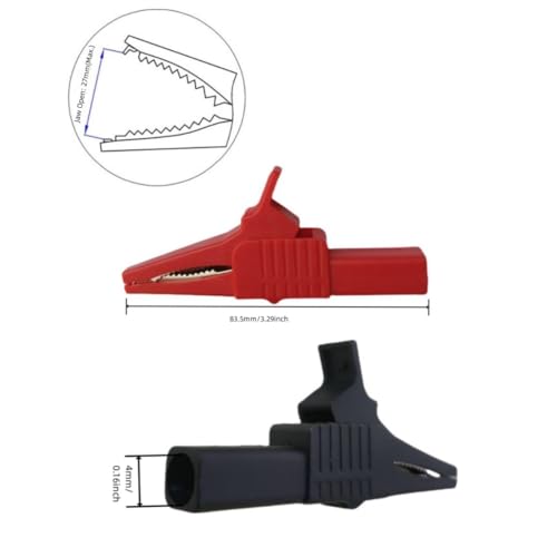 Image of Heavy Duty Full Insulated Automotive Car Battery Alligator Clips Electrical Test Clips 1000V 32A 2Pcs,with 4mm Banana Jack Socket(Length:83.5mm)