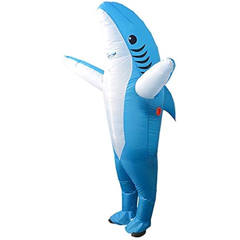 INFILM Shark Inflatable Costume,Halloween Blow up Costume Full Body Shark Game Jumpsuit Cosplay Outfit Gift - Adult Size Cover