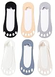 6 Paires de Chaussettes Invisibles Creuses à Cinq Orteils, Chaussettes Invisibles pour Femmes, Chaussettes à Cinq Doigts, Chaussettes Invisibles antidérapantes en Soie glacée, Taille Unique