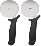 ARCOS Corta Pizzas Profesional de Acero Inoxidable 100 Mm con Mango Ergonómico de Polipropileno. Cortador de Pizzas y Porciones Pequeño y Ligero. Color Negro (Paquete de 2)