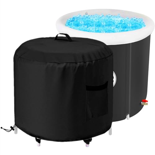 GS Alderaul Portable Ice Bath Tub Cover - Dustproof, Waterproof with Windproof Hem - Outdoor Ice Bath Barrel Cover for Cold Plunge Tub