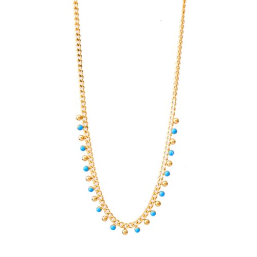 Bracelet collier perlé bleu pour femmes ensemble de bijoux chaîne imperméable
