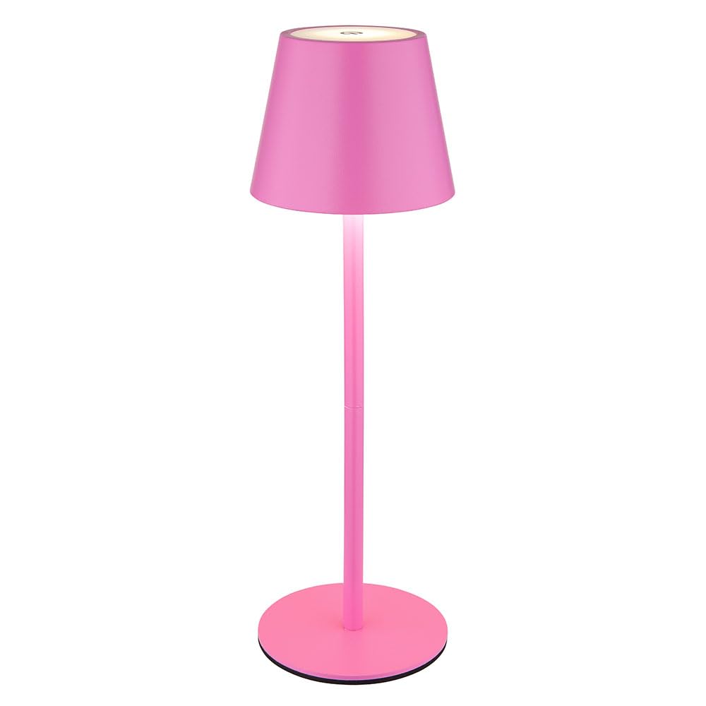 Außenleuchte Tischlampe Akku Tischleuchte Touchdimmer Flaschenaufsatz CCT, pink, USB-C, LED 3W 200Lm warm-kaltweiß, DxH 11,5x36 cm