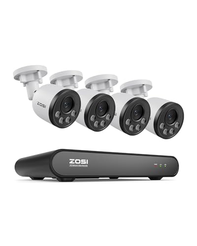 Image of ZOSI 5MP PoE Security Camera System with Audio, 4pcs 4MP Metal Cam, NO HDD | Smart Person Vehicle Detection, 100ft Night Vision, Indoor Outdoor, H.265+ 8CH 5MP CCTV NVR, No Monthly Fee (NO Hard Drive)