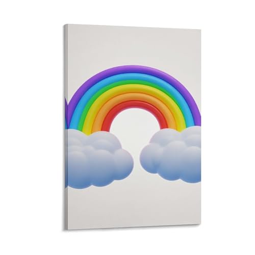 Art mural toile suspendu arc-en-ciel cadre courbe affiche 40x60cm