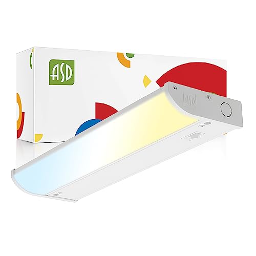Image of ASD LED Under Cabinet Lighting, 12 inch 5W 325 LM, Dimmable Hardwired Under Cabinet Lights for Kitchen, 3000K Soft /4000K Cool /5000K Daylight, Under Counter Light Fixtures, ETL, White