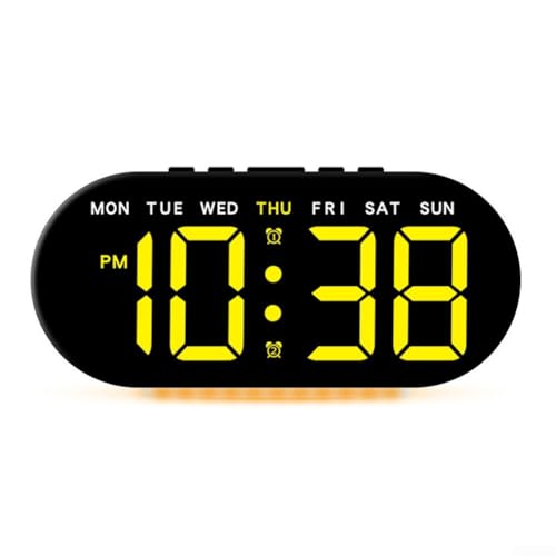 Desiumite Multifunktionale LED-Wanduhr mit großem Bildschirm, Temperatur- und Datumsfunktionen, einstellbares Umgebungslicht, Wochentagsanzeige für Schlafzimmer oder Büro (gelbes Licht) Desiumite Multifunktionale LED-Wanduhr mit großem Bildschirm, Temperatur- und Datumsfunktionen, einstellbares Umgebungslicht, Wochentagsanzeige für Schlafzimmer oder Büro (gelbes Licht)