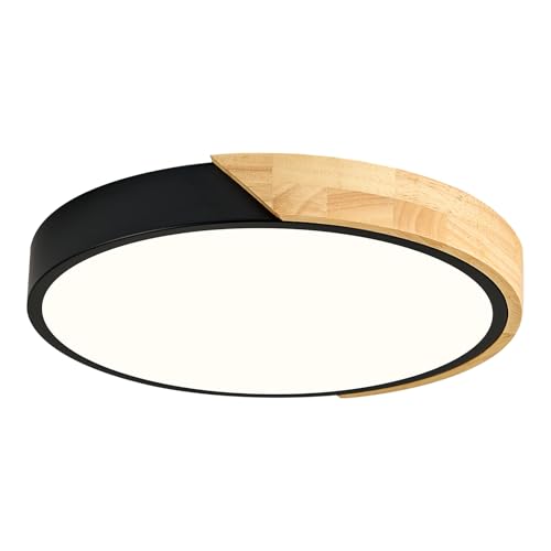 Luminaire plafonnier bois noir de 30cm pour éclairer une salle à manger