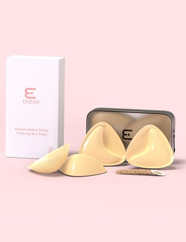 Image of ENBAB Sticky Push Up Bra Inserts 2 Pairs-Double Sided Sticky Waterproof Bra Pads for Swimsuit, Sports Bra & Wedding Dress