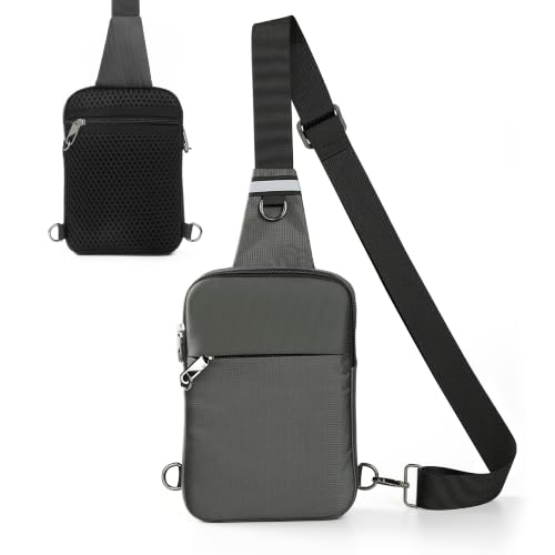 Sac à bandoulière antivol gris avec protection RFID et revêtement étanche