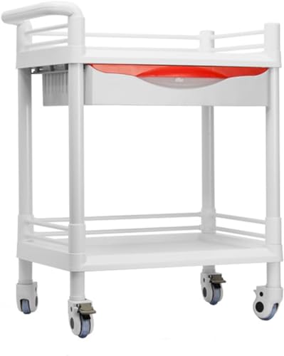 XIAOYIWIN Chariots médicaux à 2 Niveaux avec tiroirs, Chariot Roulant for Salon de beauté, Chariot assemblé détachable avec Roues silencieuses, Diables Utilitaires Portables Multifonctions(A)