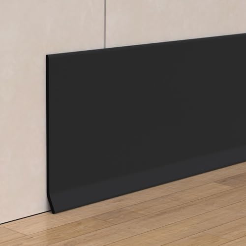 Peel and Stick Baseboard Trim, 6 Inch Rubber Baseboard Vinyl Wall Base, Flexible Baseboard Molding Trim, Adhesive Baseboard Trim Rubber Cove Base(100Ft, Black) by Risunpet - Used condition - US$194.51