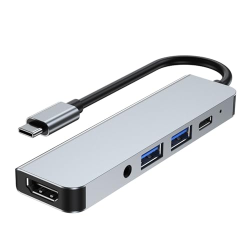 4K HDMI USB C ハブ 5-in-1 Type-C PD100W急速充電 3.5mmオーディオポート付き