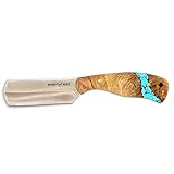 WHISKEY BENT HAT CO. Bullcutter Fixed Blade Knife 440C Stainless Steel 6.5' Overall Length w/Leather Sheath (Turquoise River)