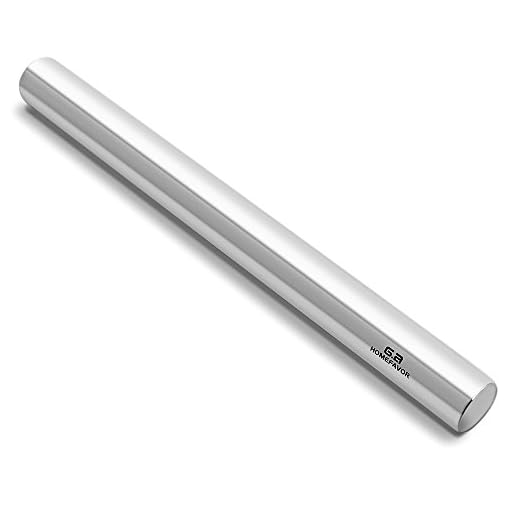 GA Homefavor Rodillo de Acero Inoxidable, Rodillo de Masa Profesional para Panadero, Pastelería, Galletas, Pizza