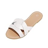 Sandalia Cangrejera Mujer Verano Damas tamaño Moda cómodo Casual y Hueco Plus Zapatillas Sandalias de Mujer Sandalias De Mujer Verdes (White, 39)