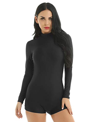 image for inlzdz Women's Turtleneck Lycra Spandex Gymnastics Dance Long Sleeve L