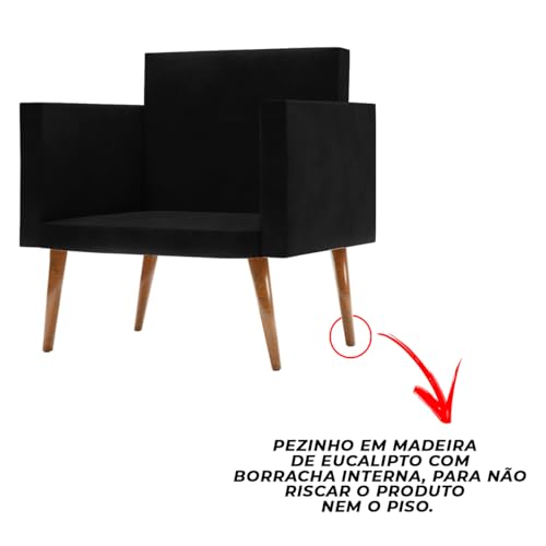 Kit Namoradeira + 2 Poltronas Decorativas Retro Sala de Recepção - Zinn Móveis (preto)