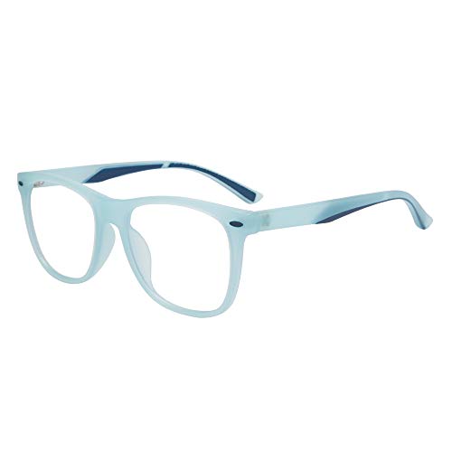 Blue Light Glasses for Kids,TR90 Frame Anti Blue Light Glasses for Kids,Anti Eyestrain & UV Glare Computer Gaming Glasses Boys Girls (Jelly Blue)