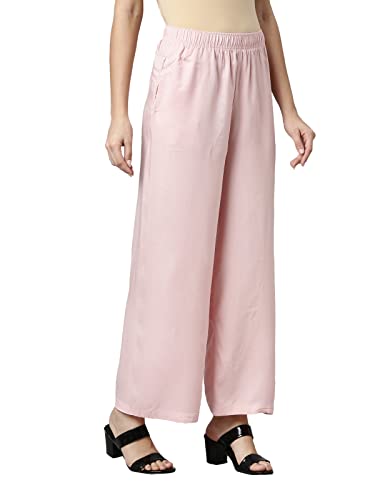Image of GO COLORS Soft Viscose Basic Palazzo Full Length for Women| Breathable, Mid Rise, Relaxed Fit