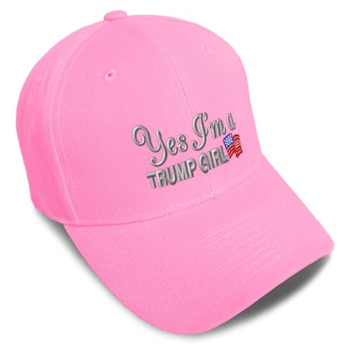Baseball Cap Yes Im A Trump Girl Humor Woman Acrylic Republican Dad Hats for Men and Women Soft Pink Design Only