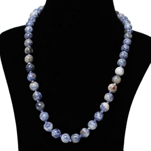 Collana con perline in sodalite naturale annodata a mano, per donne e uomini, collana con pietre preziose di cristallo blu, 55,9 cm, gioielli alla moda, regalo di pietra curativa, perline rotonde